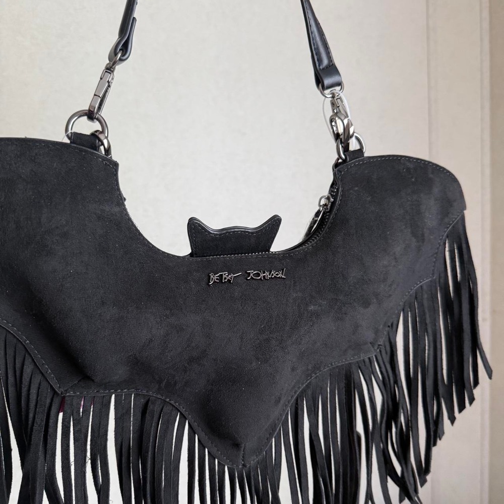 Betsy Johnson viral bat purse Halloween fringe - Picture 2 of 10